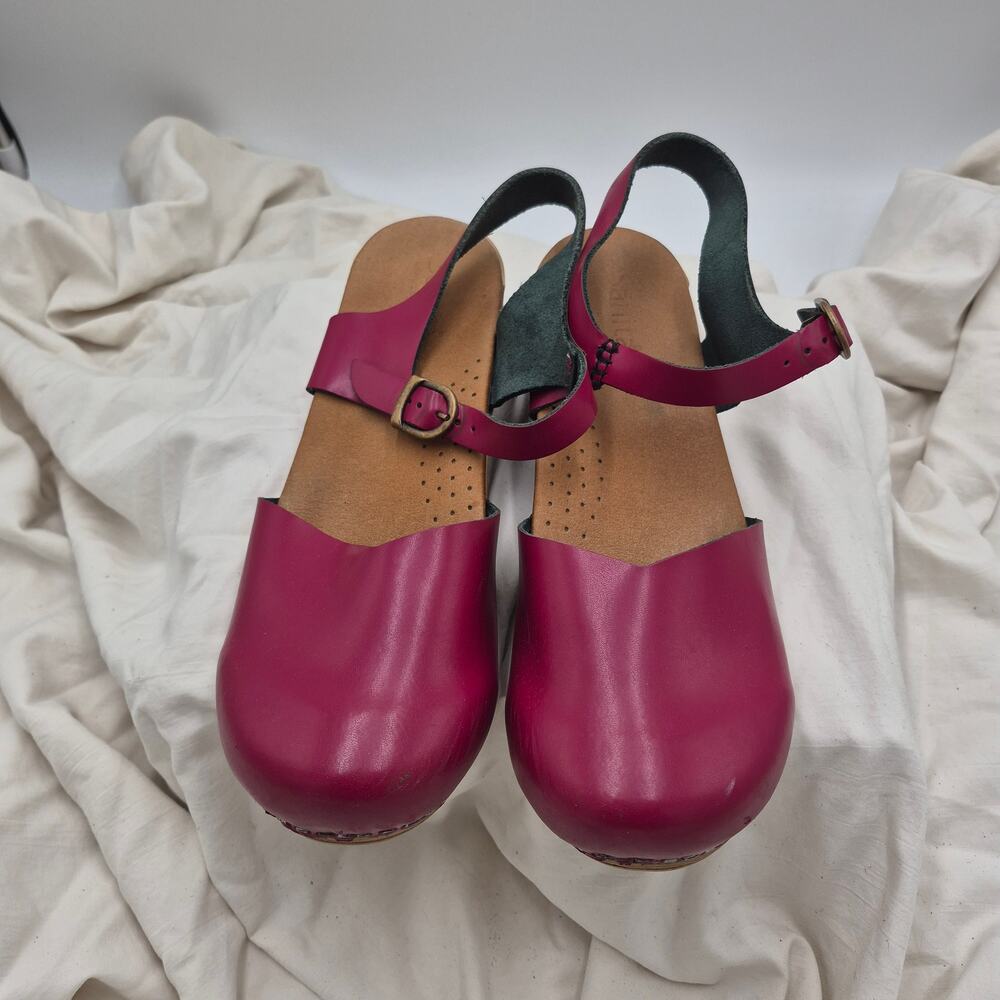 Sanita Sansi clogs berry-colored leather upper Women's size 41 US 10.5
